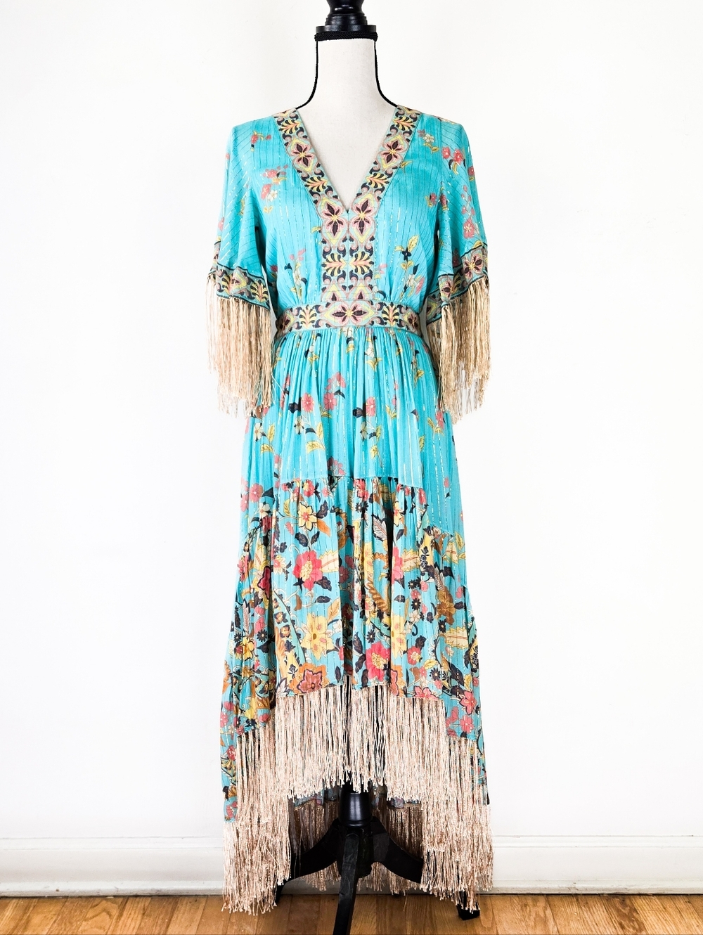 NWT Spell Hendrix Tasseled Dress, Sky